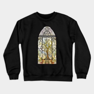 Spring starts the tree stained glass Crewneck Sweatshirt